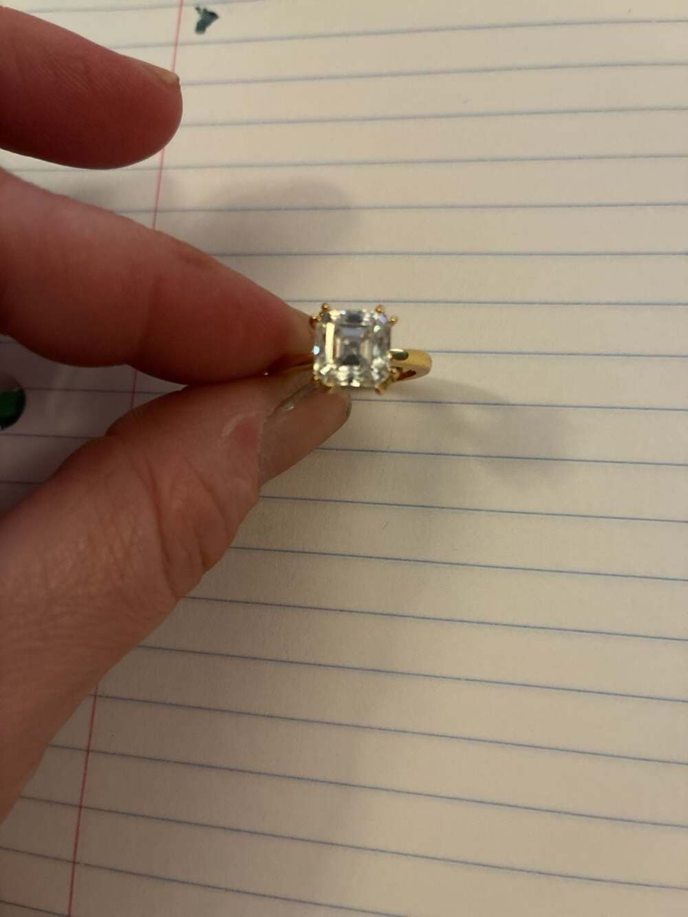 Asscher Cut Moissanite Solitaire Engagement Ring. Absolutely stunning
